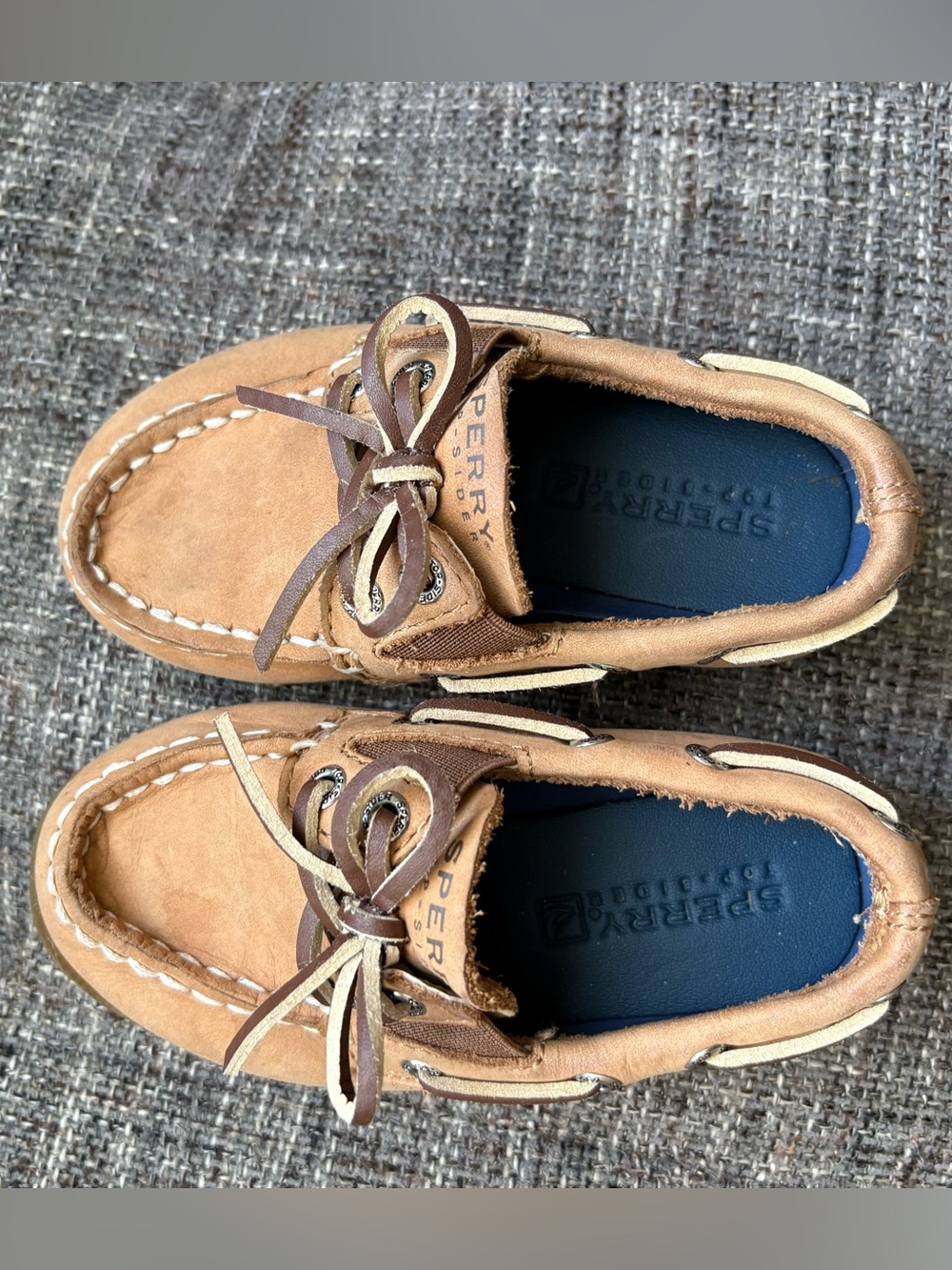 Sperry baby toddler Two-Tone Tan and Brown Leather Boat Shoes 7C